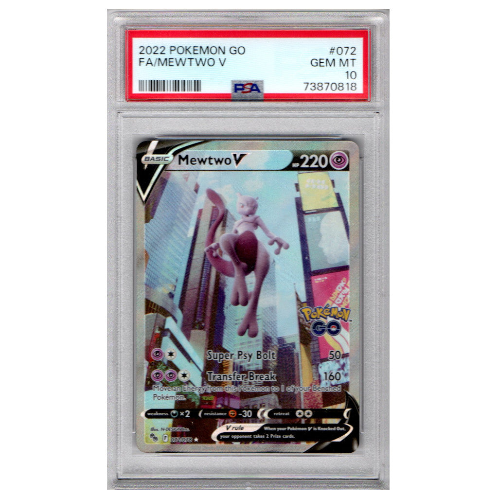 PSA 10 Gem Mint - Mewtwo V 072/078 - Full Art - Sword & Shield Pokémon GO
