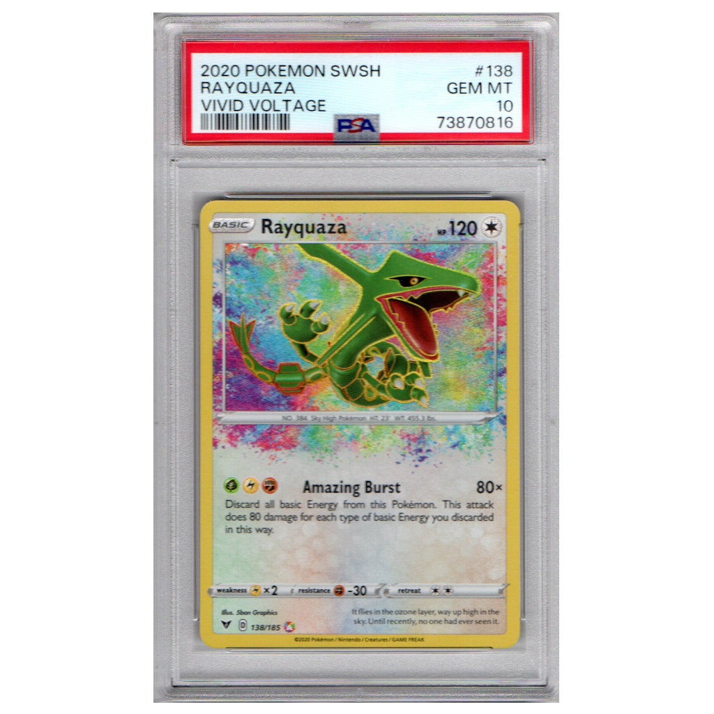PSA 10 Gem Mint - Rayquaza 138/185 - Amazing Rare - Sword & Shield Vivid Voltage