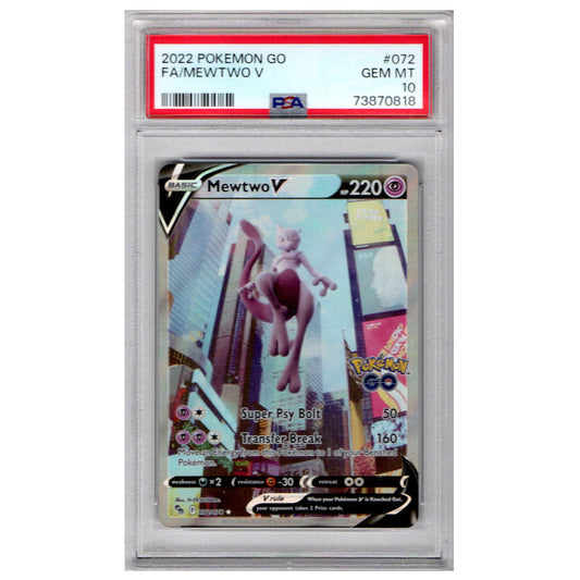 PSA 10 Gem Mint - Mewtwo V 072/078 - Full Art - Sword & Shield Pokémon GO