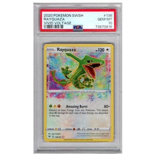 PSA 10 Gem Mint - Rayquaza 138/185 - Amazing Rare - Sword & Shield Vivid Voltage