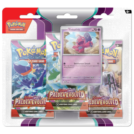 Scarlet & Violet  Paldea Evolved - 3 Pack Blister - Tinkatink